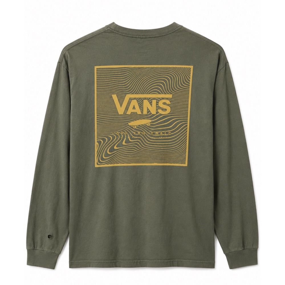 Vans Off The Wall Long Sleeve Graphic T Shirt Olive Green Large Skate Streetwear
